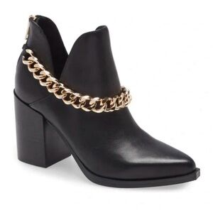 Steve Madden Black Heeled Boots with Gold Chain